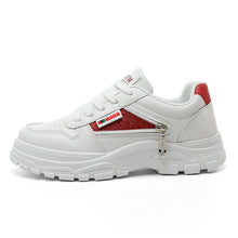 Damen Chunky Sneakers mit modischem Glitzer-Akzent und robustem Design – Rot