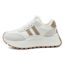 Damen Plateau Sneakers mit weich gefüttert Innenausstattung und modischen Akzenten – Beige