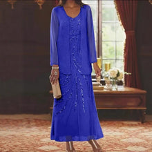 Jungmin - Chiffon Kleid Set – Blau