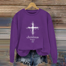 Damen Sweatshirt mit christlichem Motiv und weichem Innenfutter – Dunkelviolett