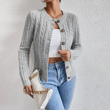 Laura | Damen Moderne Gerippte Kurze Strickjacke – Grau