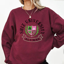 Damen Oversized Sweatshirt mit Universitätsemblem und lässigem Schnitt – Burgunderrot