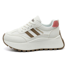 Damen modische Plateau-Sneaker mit atmungsaktivem Mesh und robuster Laufsohle – Beige