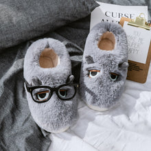 Damen Hausschuhe mit tierischem Motiv und weichem Fleece-Innenfutter – Grau