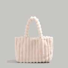 Elegante Plüsch-Umhängetasche für Damen – Elfenbeinweiß