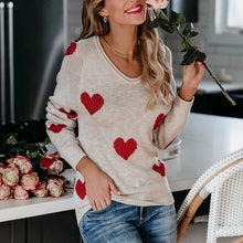 Claudia | Damen-Weihnachtspullover mit Herzmuster – Beige