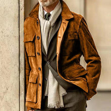 Herrenjacke Classic aus Wildleder mit Knopfleiste – Braun