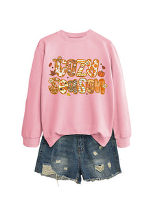 Damen Sweatshirt mit kreativem Herbstdesign und lässigem Schnitt – Rosa