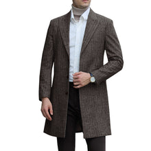 Herren eleganter Wollmantel mit luxuriösem Schnitt und praktischen Taschen Aliams – Braun