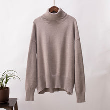 Emma | Damen Lässiger Warmer Strickpullover mit geripptem Saum – Taupe