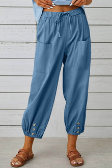 Analyn - Stylische Haremshose mit Knopfdetail – Blau