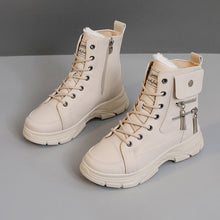 Damen High-Top Winterstiefel mit modischem Reißverschluss und dämpfender Sohle – Khaki