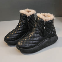 Damen warme Winterstiefel mit modischer Steppung und praktischem Reißverschluss – Schwarz