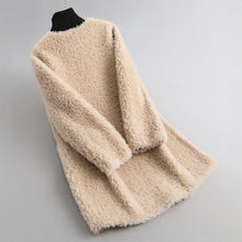 Teddy-Mantel mit Rundhals | Kuscheliges Design | Lässige Länge – Beige