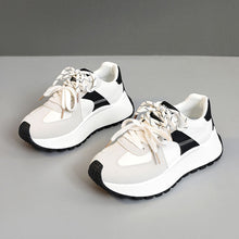 Damen Sportliche Plateau-Sneaker mit modischem Design und atmungsaktiver Oberflächenstruktur – Beige