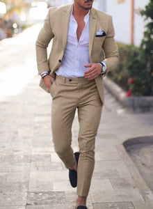 Herren Sommer 2-Teiliger Hochzeitsgast Anzug | Blazer und Hose – Khaki