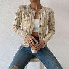 Laura | Damen Moderne Gerippte Kurze Strickjacke – Beige