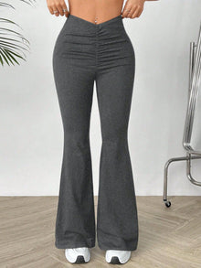 Damen Hochtaillierte Bootcut-Hose – Dunkelgrau