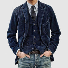 Herren schicke Cordjacke mit praktischen Taschen Aliams – Blau