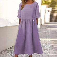 Yunchel - Sommerkleid Baumwolle Leinen Leicht – Lila