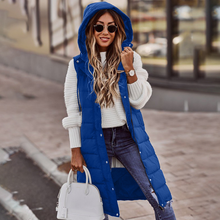 Weste Damen Lang Mit Kapuze | Winter Steppdesign – Blau