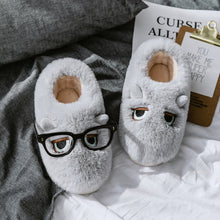 Damen Hausschuhe mit tierischem Motiv und weichem Fleece-Innenfutter – Hellgrau