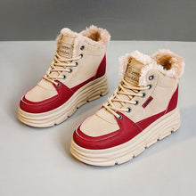 Damen Winter Sneaker mit flauschigem Innenfutter und modischer Plateau-Sohle – Rot