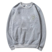 Damen Oversized Sweatshirt mit niedlichem Herzmotiv und lässigem Schnitt – Hellgrau
