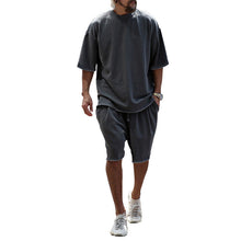 Herren lässiges Premium Freizeit-Set mit Oversized T-Shirt und lockeren Shorts Aliams – Dunkelgrau
