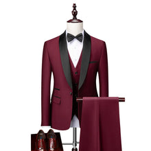 Herren Klassisch Hochzeitsgast Anzug | Slim Fit – Weinrot / 3 Pcs Satz