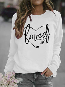 Damen Sweatshirt mit herzförmigem Aufdruck und inspirierender Botschaft – Weiß
