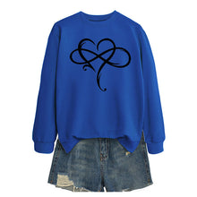 Damen Sweatshirt mit kreativem Herzdesign und entspannter Passform – Blau