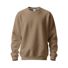 Herren nan Oversize-Rundhals-Sweatshirt aus weichem Baumwollfleece mit gerippten Bündchen Drune – Kamel