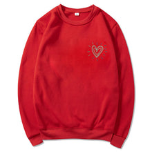 Damen Oversized Sweatshirt mit niedlichem Herzmotiv und lässigem Schnitt – Rot