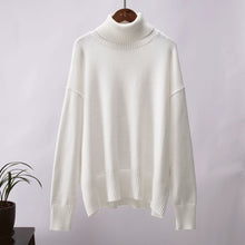 Emma | Damen Lässiger Warmer Strickpullover mit geripptem Saum – Weiß