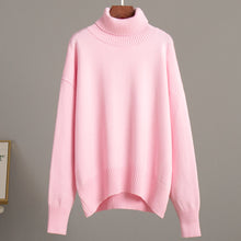 Emma | Damen Lässiger Warmer Strickpullover mit geripptem Saum – Rosa