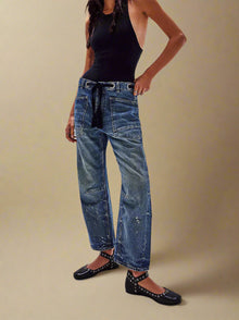 Rhea | Boho-inspirierte Patchwork-Hose für einen lässigen Look – Blau Schwarz