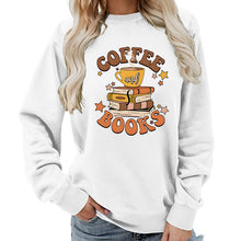Damen Sweatshirt mit kreativem Kaffeebuch-Design – Weiß