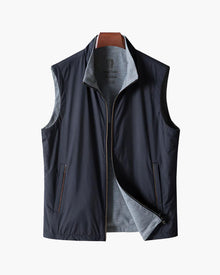 Luka | Schlank geschnittene Bodywarmer Schwarze Zip up Weste – Marineblau