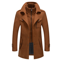 Herren eleganter Wollmantel mit abnehmbarer Kapuze Aliams – Camel