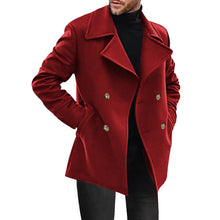Herren eleganter Doppelreiher-Mantel mit hochwertiger Wolloberfläche Aliams – Weinrot