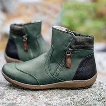 Damen nan lederoptik gefütterte Stiefelette mit seitlichem Reißverschluss und rutschfester Laufsohle Drune – Grün