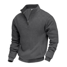 Herren nan wärmendes Waffel-Halbzip-Sweat mit Kastenquadratstruktur und Kängurutasche Drune – Dunkelgrau