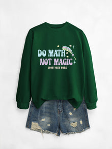 Damen lässiger Sweatshirt mit inspirierendem Mathematikmotiv – Dunkelgrün