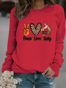 Damen Sweatshirt mit kreativem Peace, Love & Unity Motiv – Rot