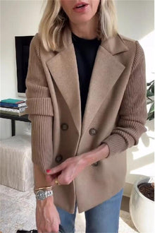 Blazer mit gerippten Ärmeln | Doppelreiher | Zeitloser Chic – Braun
