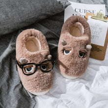 Damen Hausschuhe mit tierischem Motiv und weichem Fleece-Innenfutter – Braun