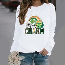 Damen Sweatshirt mit kreativem Glücks-Motiv – Weiß
