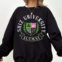 Damen Oversized Sweatshirt mit Universitätsemblem und lässigem Schnitt – Schwarz