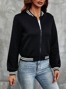 Damen Steppjacke im sportlichen Design mit kontrastierenden Ärmeln – Schwarz